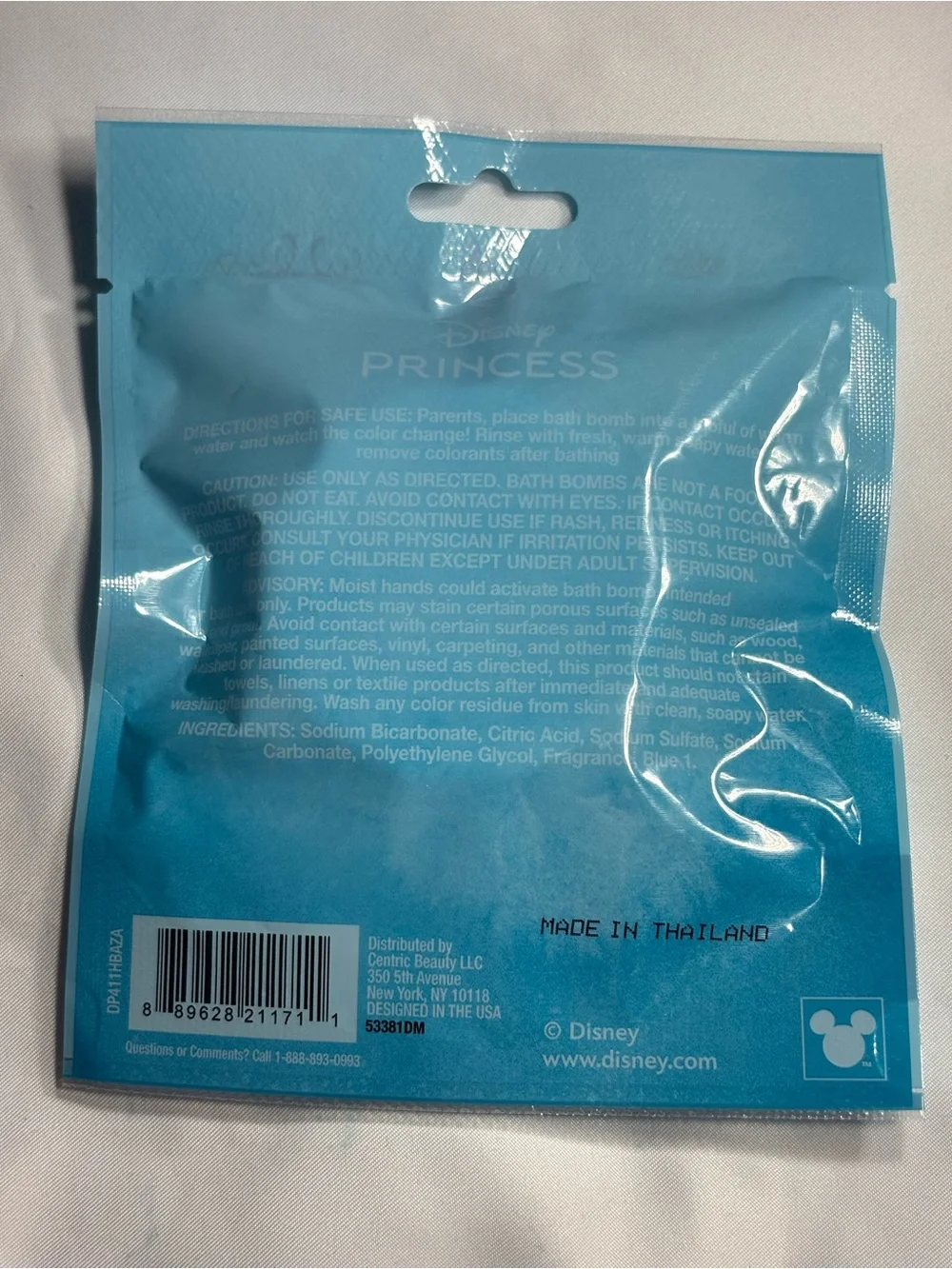 2 New Disney Princess Cinderella Vanilla Scented Bath Bomb - Light Blue & Purple